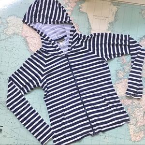 Tommy Bahama Zip Hooded Rashguard Small Navy/White